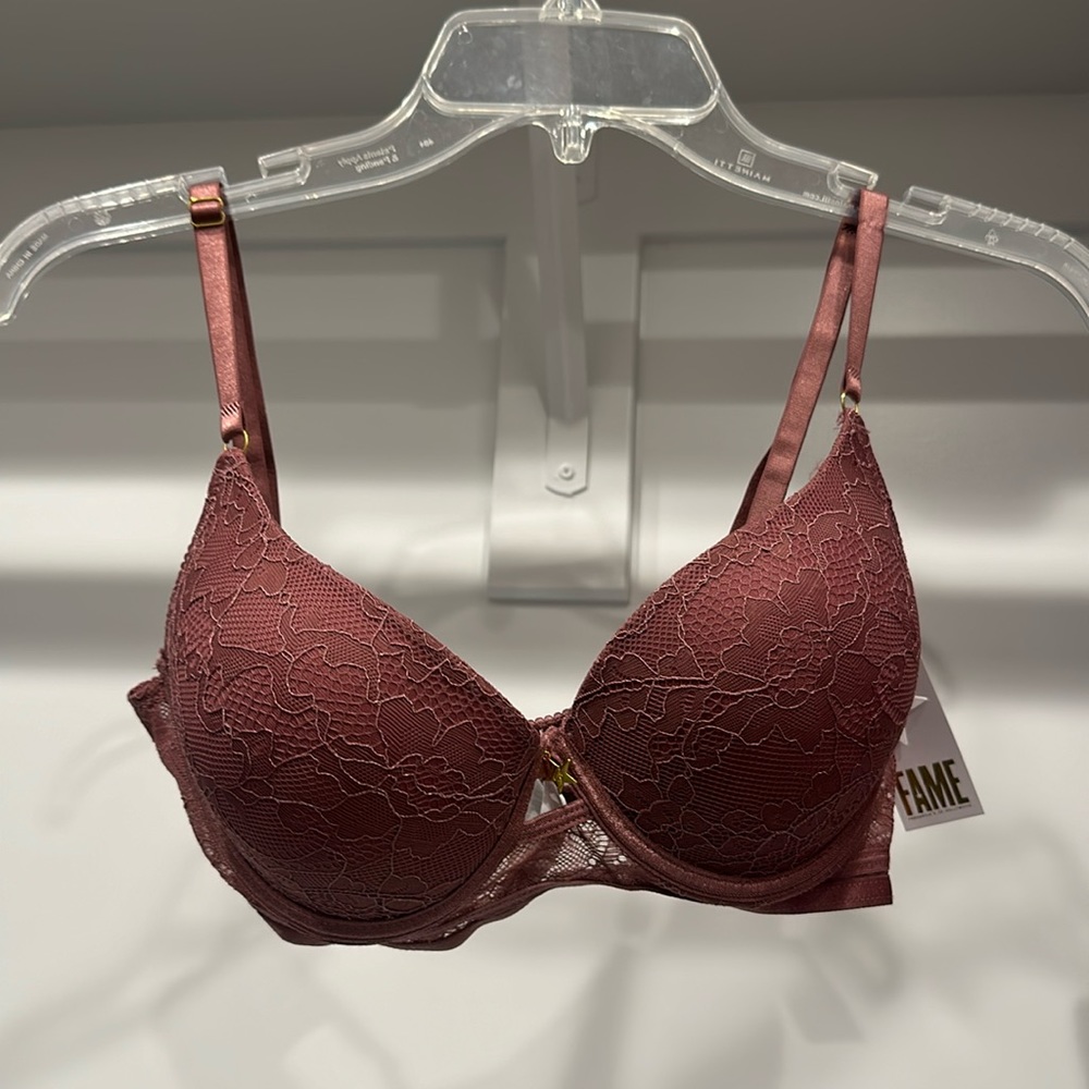 FAME Pink Lace Push Up Bra